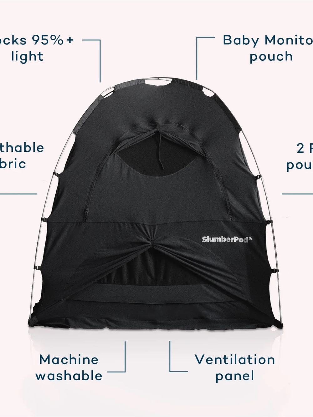 SlumberPod Navy with Nighy Sky Accents Privacy Pod - Travel Baby Nap Dome
